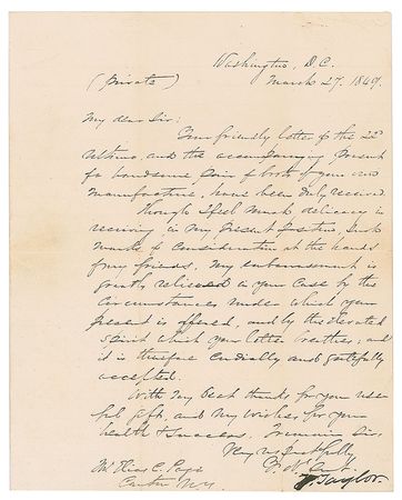 Lot #11 Zachary Taylor Signed Letter