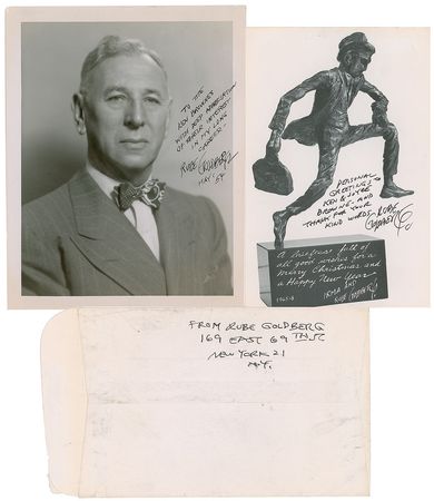 Lot #345 Rube Goldberg Signed Photograph and Christmas Card - Image 1
