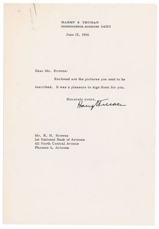 Lot #112 Harry S. Truman Typed Letters Signed - Image 2