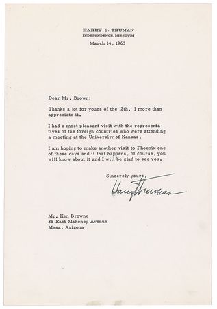 Lot #112 Harry S. Truman Typed Letters Signed - Image 3