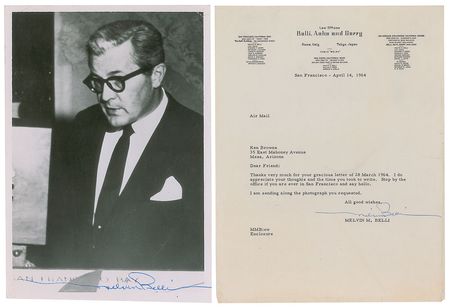 Lot #159 Melvin Belli Signed Photograph and Typed Letter Signed - Image 1