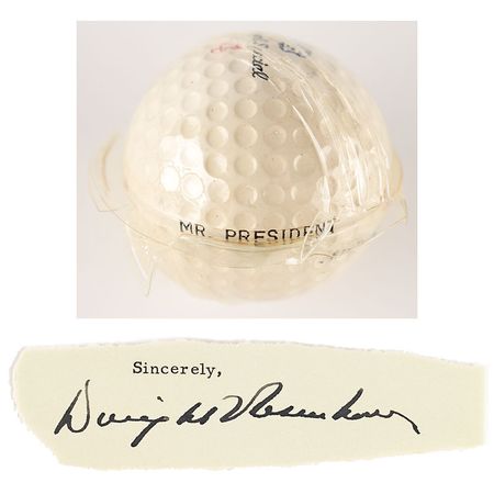 Lot #66 Dwight D. Eisenhower's Personally-Owned 'Mr. President' Golf Ball and Signature Golf Ball and Signature - Image 1