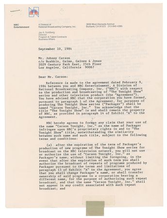 Lot #593 Johnny Carson Signed Document - Image 2