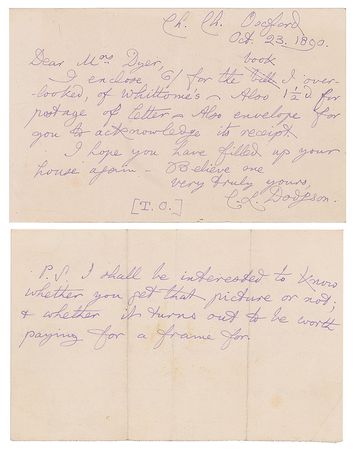 Lot #364 Charles L. Dodgson Handwritten Letter Signed - Image 1