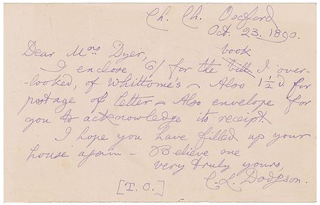 Lot #364 Charles L. Dodgson Handwritten Letter Signed - Image 2