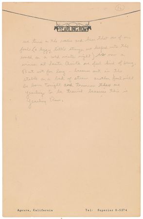 Lot #39 Ronald Reagan: Reagan's handwritten proposal for a 'Yearling Row' radio series?