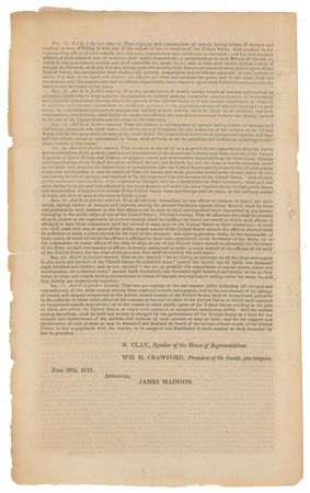 Lot #6 James Monroe: Significant War of 1812 instructions for engaging the enemy on the high seas - Image 3
