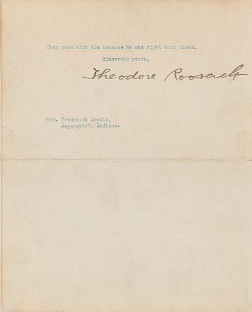 Lot #21 Theodore Roosevelt: Teddy admires Abe Lincoln as a private citizen and president, 