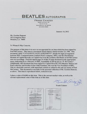Lot #422 Beatles: Paul McCartney: McCartney signs on with Capitol Records in 1985 - Image 2
