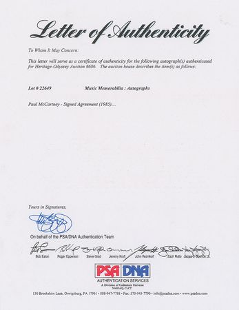 Lot #422 Beatles: Paul McCartney: McCartney signs on with Capitol Records in 1985 - Image 5