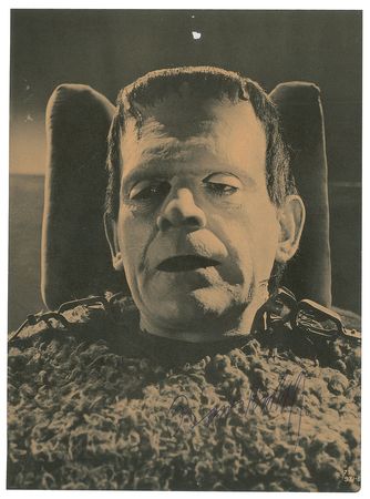 Lot #544 Boris Karloff: Rare photo of Karloff in his final Frankenstein role - Image 1