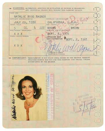 Lot #567 Natalie Wood: Passport belonging to 