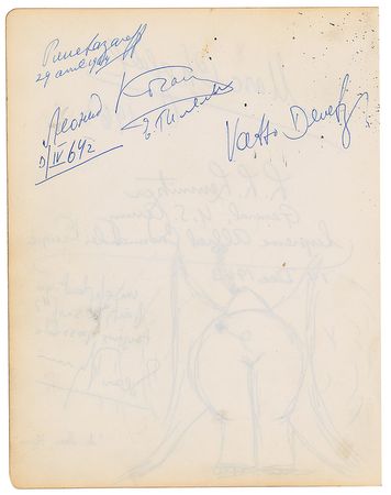 Lot #325 Marc Chagall: Unusual guestbook page with Chagall and Flynn - Image 2