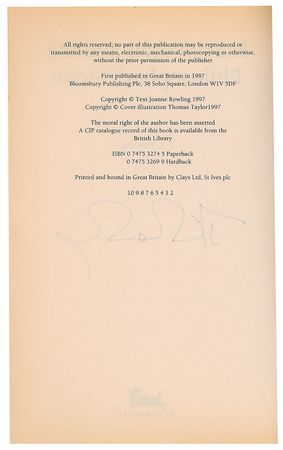 Lot #373 J. K. Rowling: Rare Rowling-signed second printing of the first Harry Potter book - Image 3