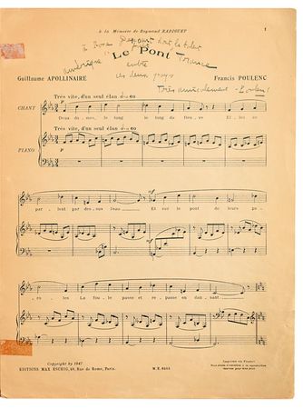 Lot #450 Francis Poulenc Sheet Music - Image 1
