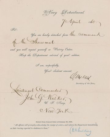 Lot #255 Gideon Welles Signed Document - Image 1
