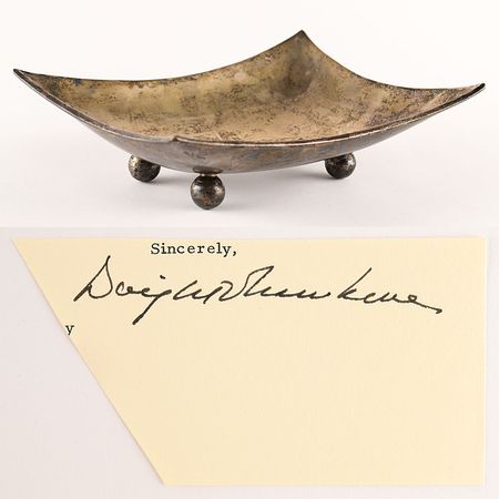 Lot #65 Dwight D. Eisenhower: Mexican Tray and Signature Tray and Signature - Image 1