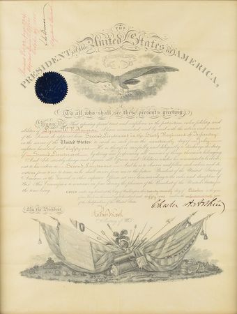 Lot #17 Chester A. Arthur Signed Document