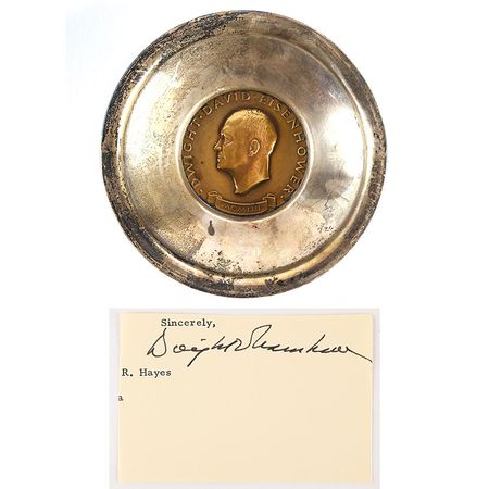 Lot #61 Dwight D. Eisenhower Inaugural Medal Bowl and Signature Bowl and Signature - Image 1