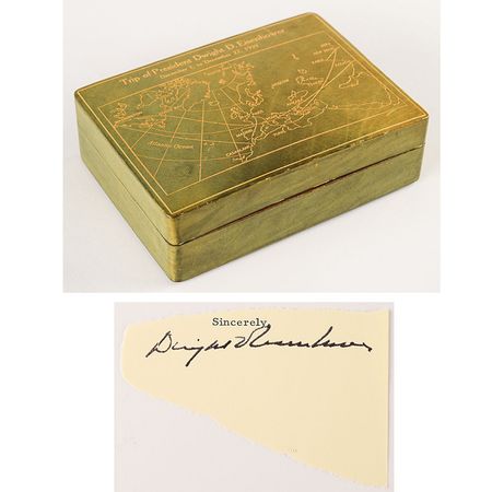 Lot #56 Dwight D. Eisenhower 'Operation Monsoon' Cigarette Box and Signature Box and Signature - Image 1