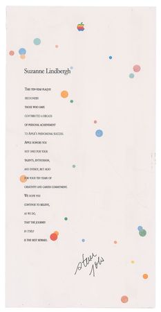 Lot #1093 Steve Jobs Signed Apple Anniversary Award - Image 1