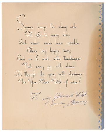 Lot #1032 Sam Giancana Signed Christmas Card to His Wife - Image 1
