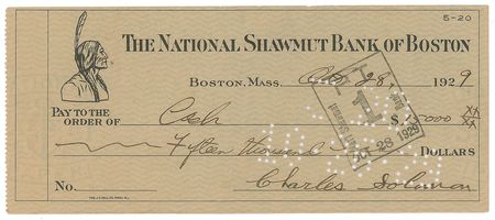 Lot #1020 Charles Solomon Signed Check and His