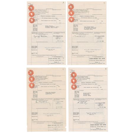 Lot #1072  Beatles (4) Signed Stock Transfer Forms - Image 1