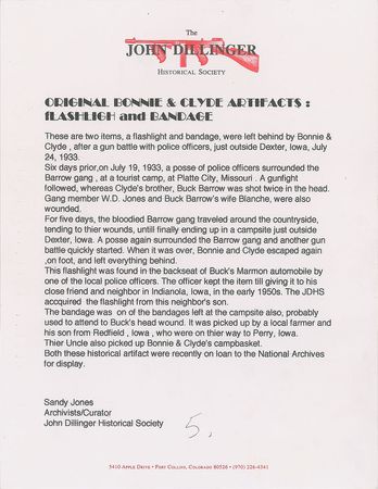 Lot #1010  Barrow Gang's Flashlight from Dexter Shootout - Image 3