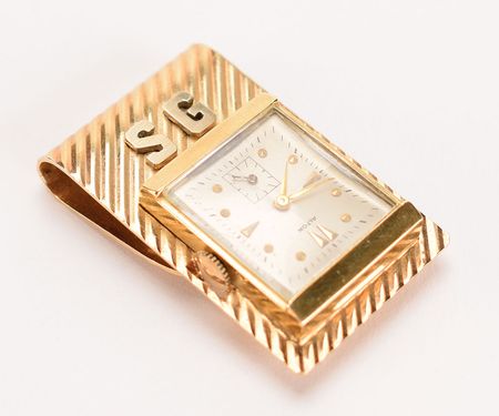 Lot #1029 Sam Giancana's 14K Gold Monogrammed Money Clip Watch - Image 1