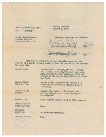 Lot #1011  Bonnie and Clyde Shotgun Captured at Joplin Shootout - Image 22