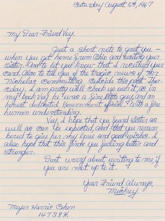 Lot #1023 Mickey Cohen Autograph Letter Signed