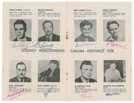 Lot #1082 Bobby Fischer Signed 1958 Portoroz Interzonal Tournament Program - Image 3