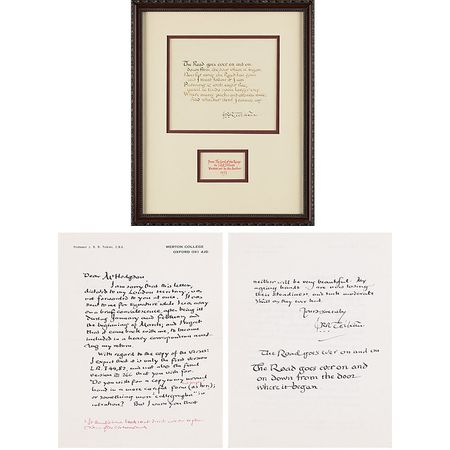 Lot #1069 J. R. R. Tolkien Autograph Quotation Signed and Autograph Letter Signed - Image 1