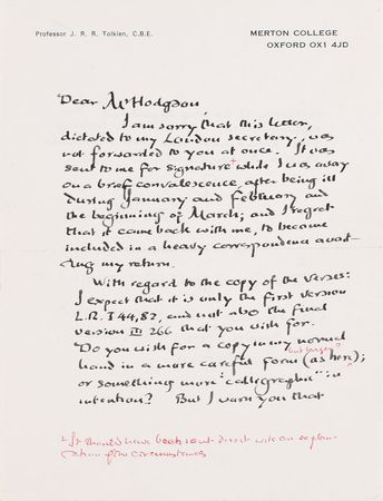 Lot #1069 J. R. R. Tolkien Autograph Quotation Signed and Autograph Letter Signed - Image 4