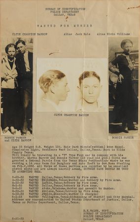 Lot #1002 Clyde Barrow and Bonnie Parker Original
