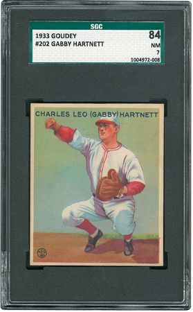 Lot #8024  1933 Goudey #202 Gabby Hartnett - SGC NM 7 - Image 1