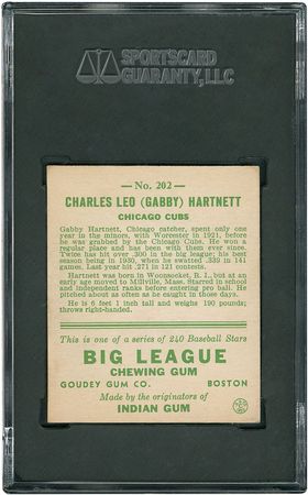 Lot #8024  1933 Goudey #202 Gabby Hartnett - SGC NM 7 - Image 2