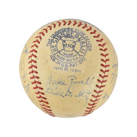 Lot #8263  New York Yankees 1938 World Series Champions Team Signed Baseball with Gehrig and DiMaggio - Image 3
