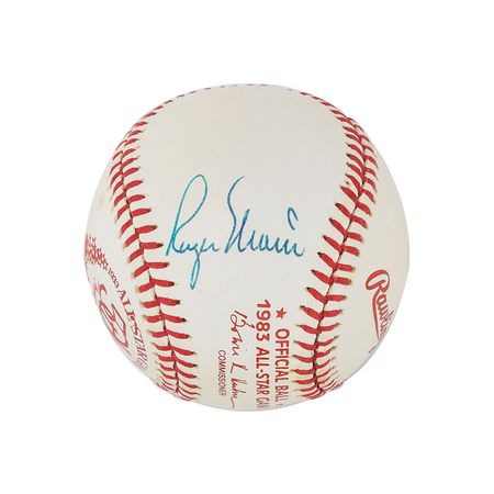 Lot #8252 Mickey Mantle and Roger Maris Dual Signed 1983 All Star Baseball - Image 2