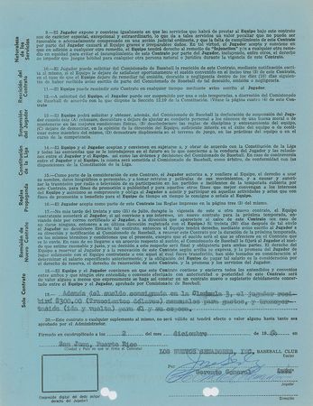 Lot #8178 Roberto Clemente 1964 Puerto Rico Winter League Signed Player Contract - Image 1