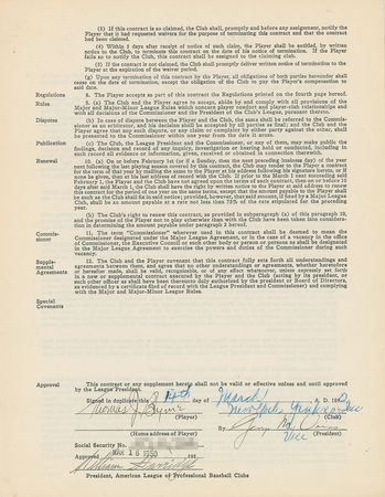 Lot #8168 Tommy Byrne New York Yankees Signed Player Contract - Image 1