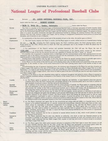 Lot #8185 Bob Gibson 1970 St. Louis Cardinals Signed Player Contract (Cy Young Award) - Image 2
