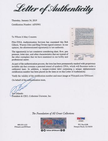 Lot #8185 Bob Gibson 1970 St. Louis Cardinals Signed Player Contract (Cy Young Award) - Image 3