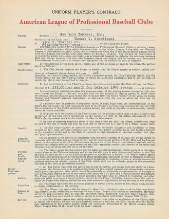 Lot #8165 Tom Sturdivant 1948 New York Yankees Signed Player Contract - Image 2