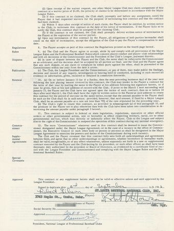 Lot #8183 Bob Gibson 1967 St. Louis Cardinals Signed Player Contract (World Series MVP) - Image 1