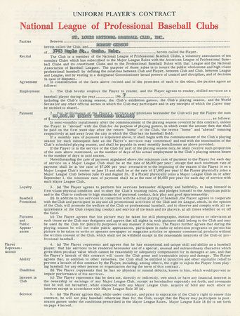 Lot #8183 Bob Gibson 1967 St. Louis Cardinals Signed Player Contract (World Series MVP) - Image 2