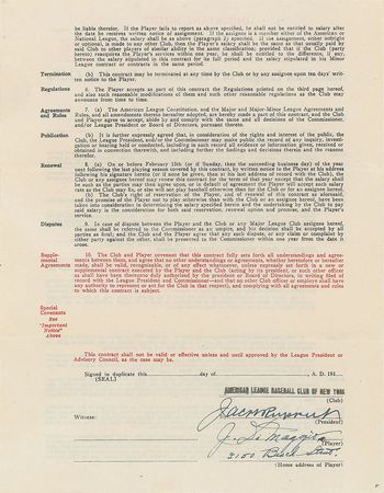 Lot #8158 Joe DiMaggio 1938 New York Yankees Signed Player Contract (Pre-Season Holdout) - Image 1