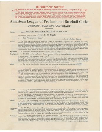 Lot #8158 Joe DiMaggio 1938 New York Yankees Signed Player Contract (Pre-Season Holdout) - Image 2