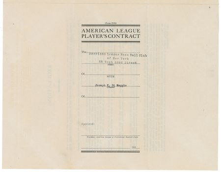 Lot #8158 Joe DiMaggio 1938 New York Yankees Signed Player Contract (Pre-Season Holdout) - Image 4
